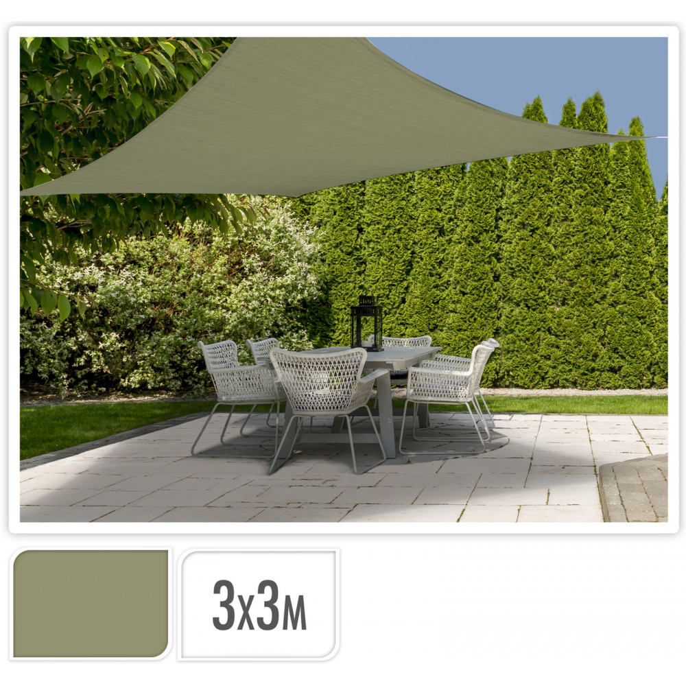 VOILE D'OMBRAGE CARRE KAKI 3X3M OLIVE