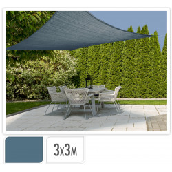 VOILE D'OMBRAGE CARRE BLEU ACIER 3X3M