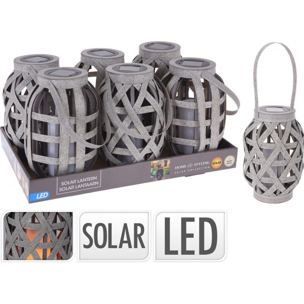 LANTERNE SOLAIRE RATTAN GRIS LED LANTERNE SOLAIRE RATTAN GRIS LED