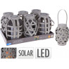 LANTERNE SOLAIRE RATTAN GRIS LED