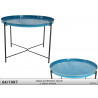TABLE PLATEAU "BLEU" Ø60.5 H45CM METAL C