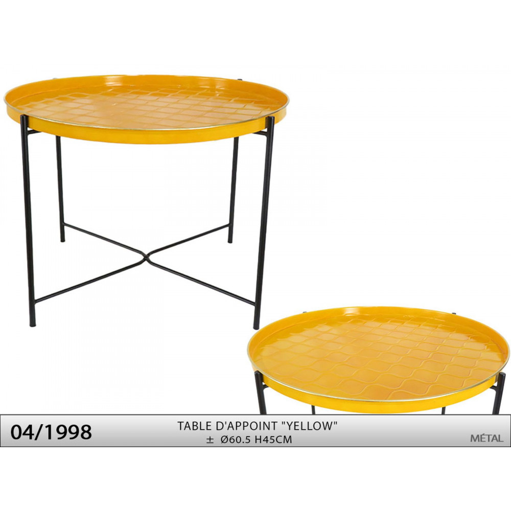 TABLE PLATEAU "JAUNE" Ø60.5 H45CM METAL