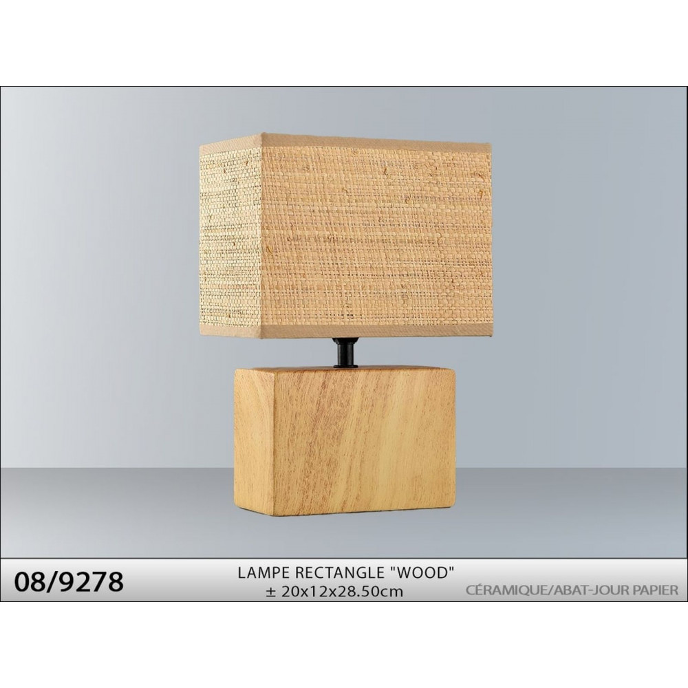 LAMPE "BOIS" RECT. WOOD 20x12x28.50cm PI