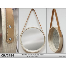 MIROIR BOIS NAT A SUSP. Ø30X4CM "ANSE"CU