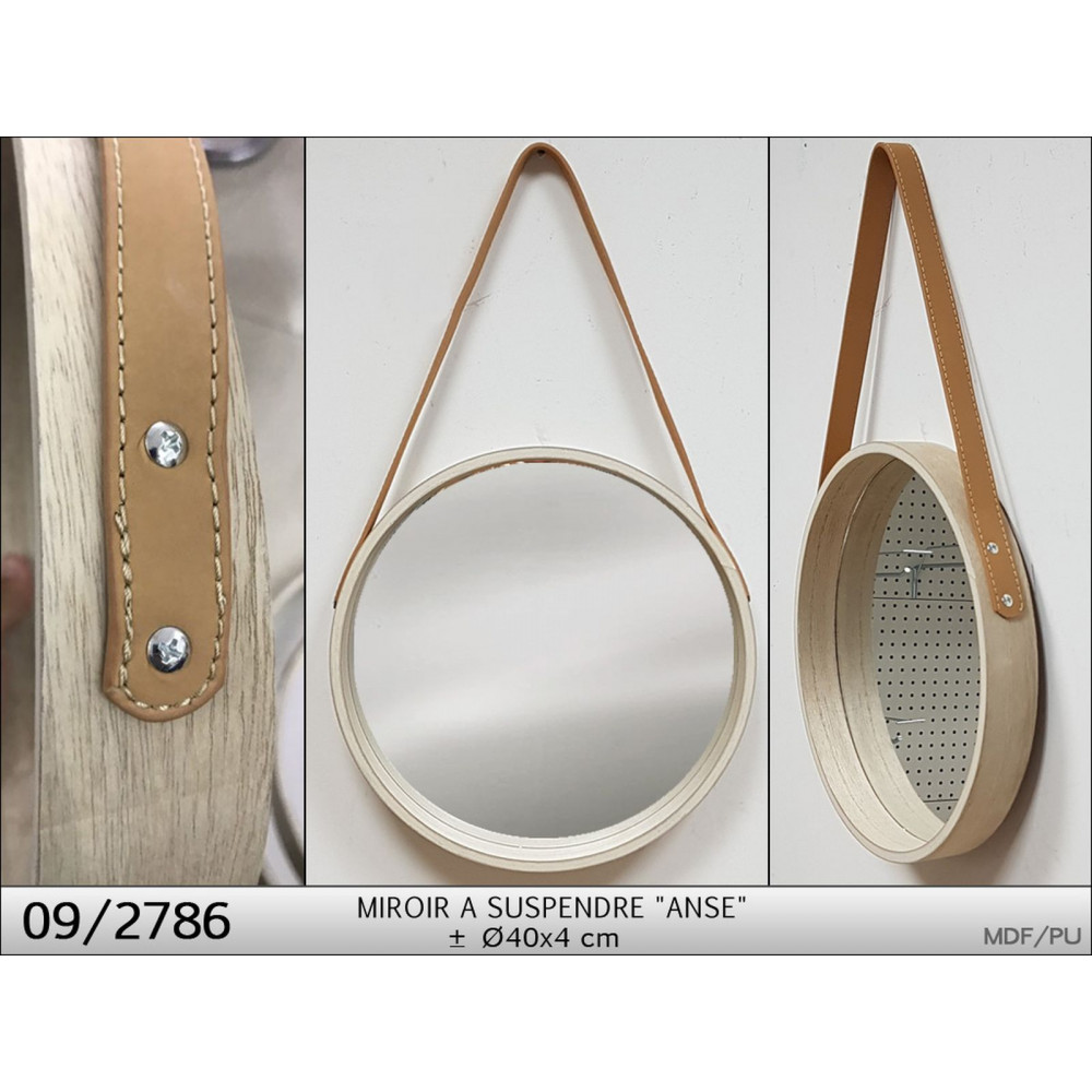 MIROIR BOIS NAT A SUSP. Ø40X4CM "ANSE"CU