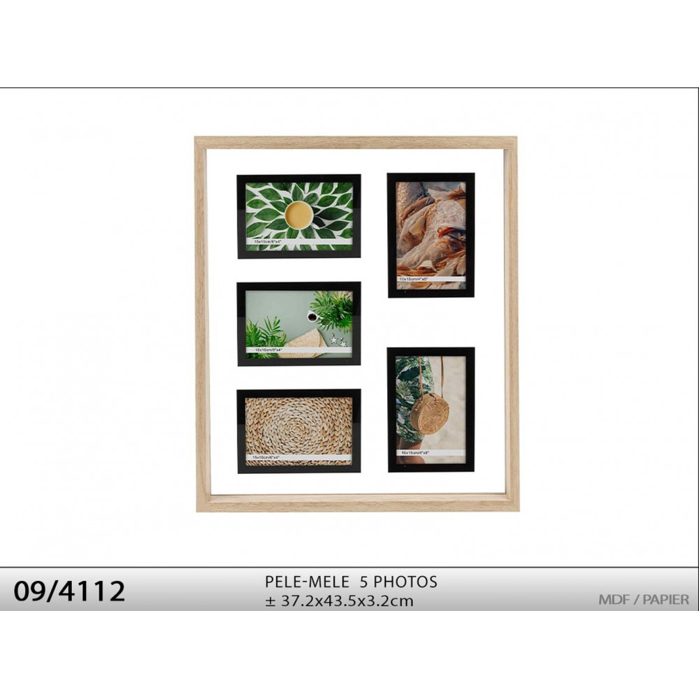 PELE-MELE CADRE BOIS 5 PHOTOS (10x15cm)