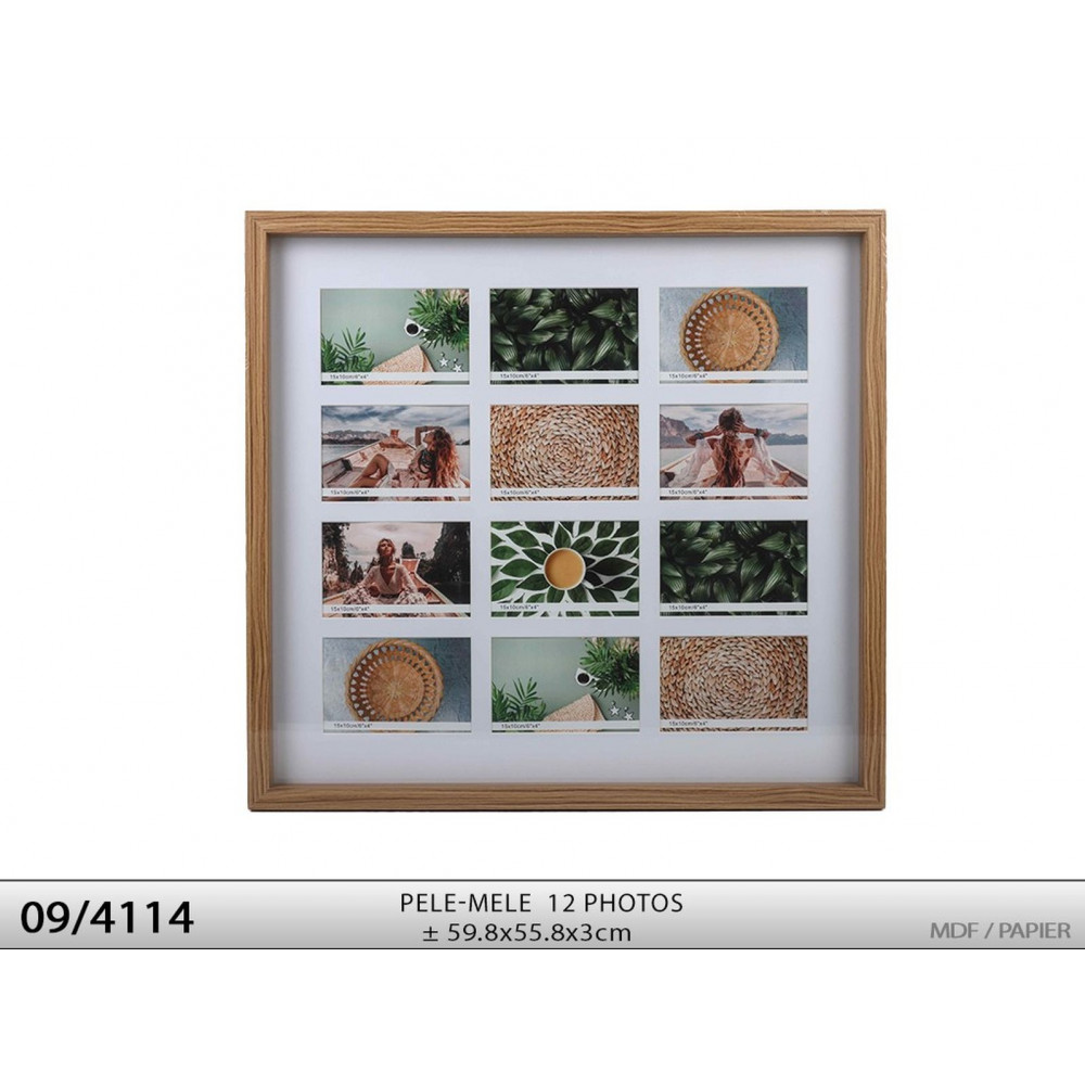 PELE-MELE CADRE BOIS 12 PHOTOS (10x15cm)