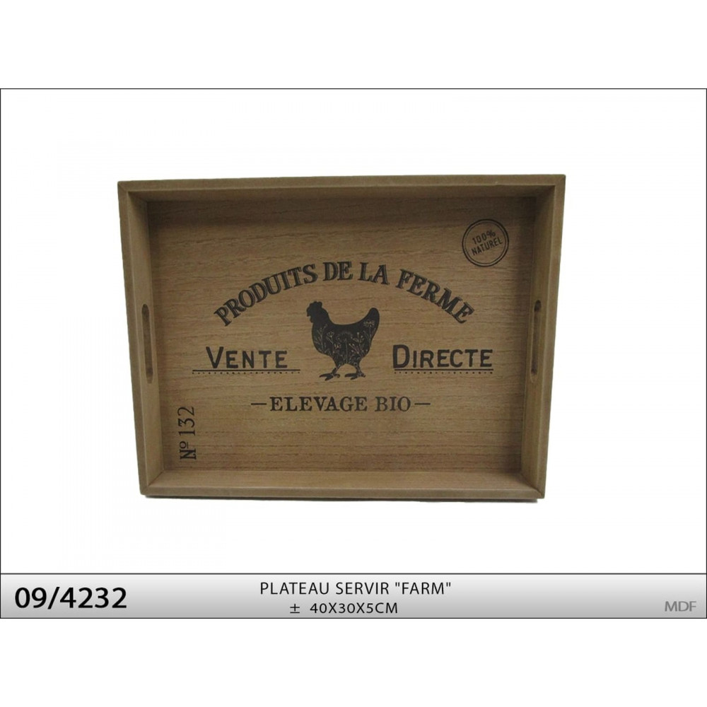 PLATEAU SERVIR 40X30X5CM "FARM"