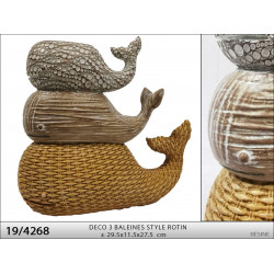 DECO 3 BALEINES STYLE ROTIN 29.50CM