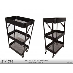 DESSERTE METAL 3 PANIERS H77 NOIR