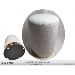 TABOURET Ø28 H40CM "BOUCLES" BLANC
