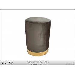 TABOURET Ø28 H40CM "VELOURS" GRIS