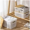 Boite en plastique blanche avec couvercle bambou L26.2xl17.5xH12.5cm