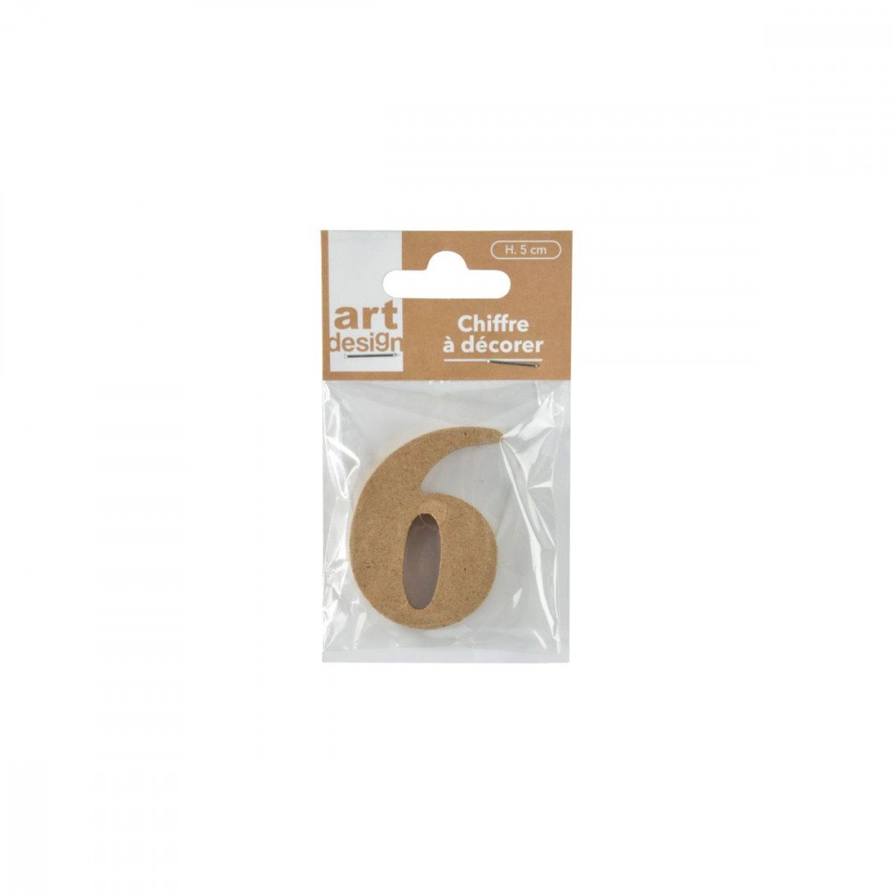 CHIFFRE MEDIUM "6" A DECORER H5CM