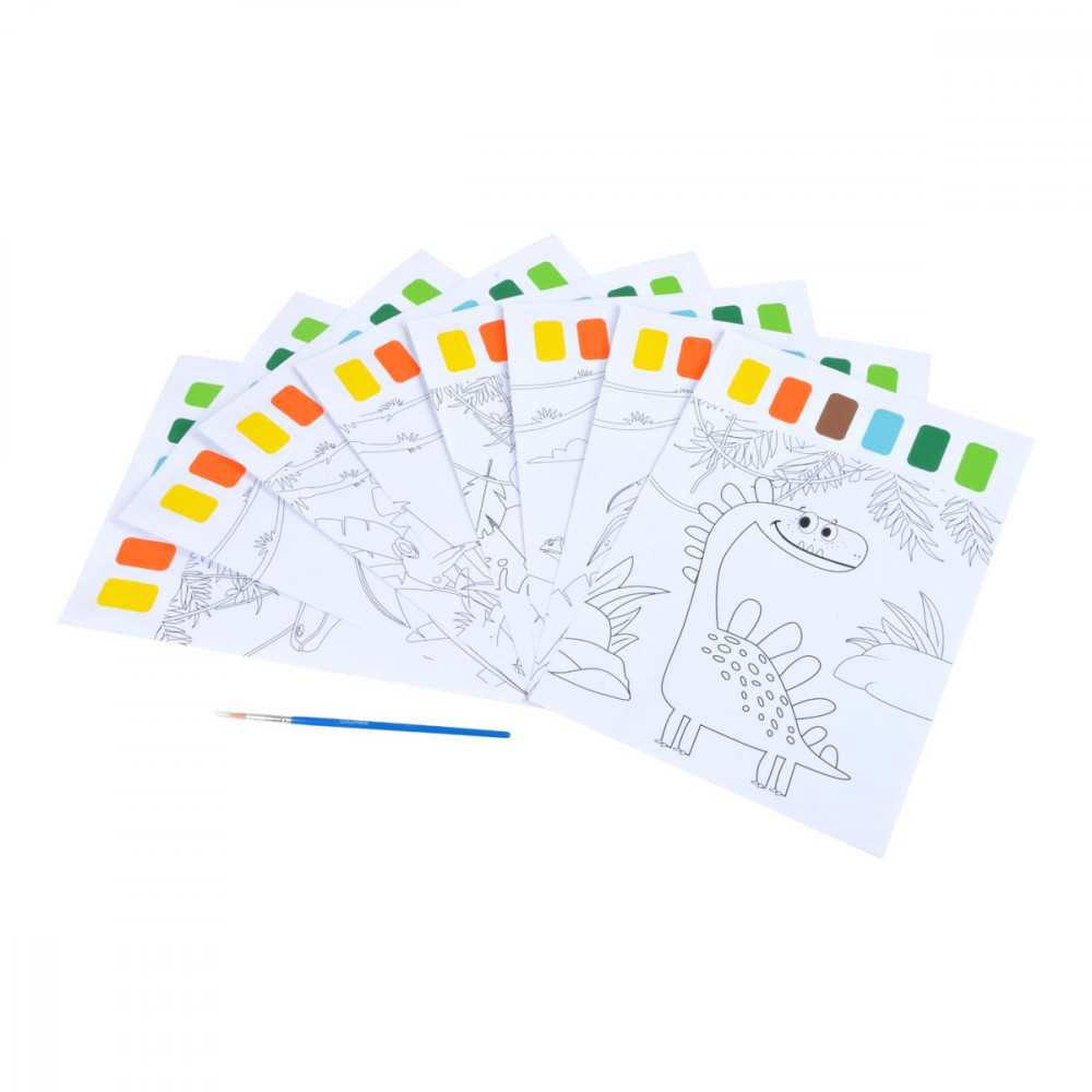 TABLEAUX DINO x8 PEINTURE MAGIQUE 21*H28