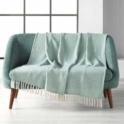 PLAID FRANGES LOUISETTE SAUGE 125x150CM