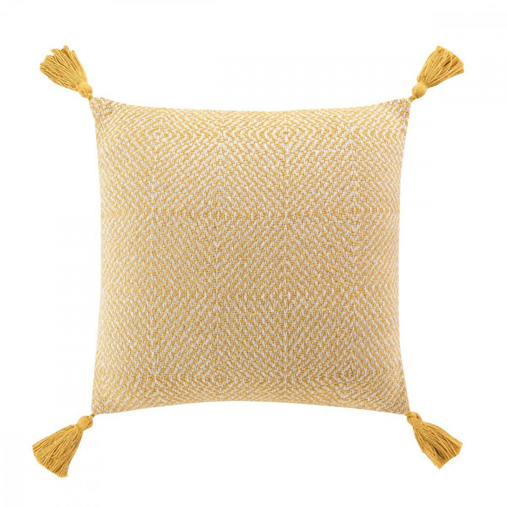 COUSSIN LOUISETTE JAUNE POMPONS 40x40CM