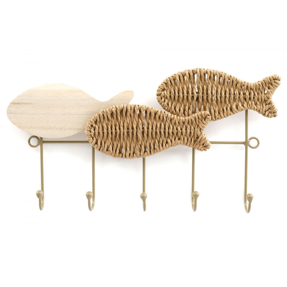 Patère poisson 5 crochets 40x20cm
