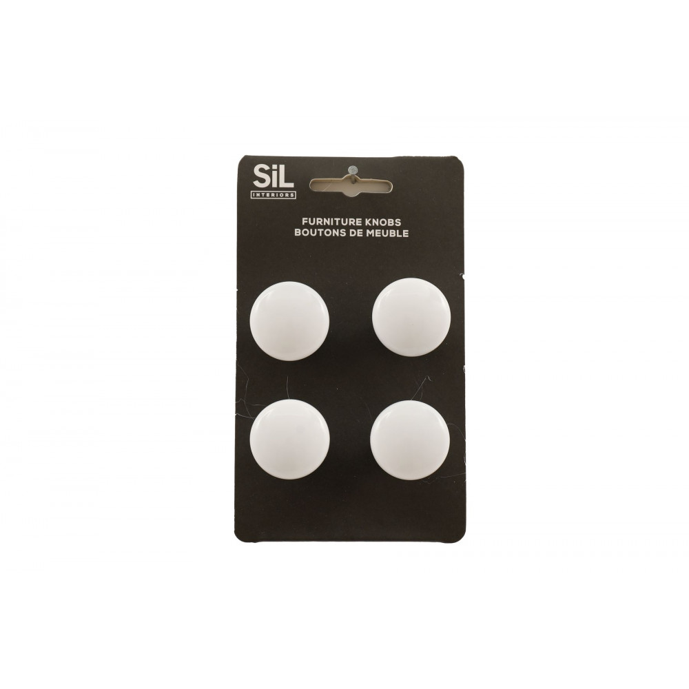 4 BOUTONS DE MEUBLE ALU BLANC