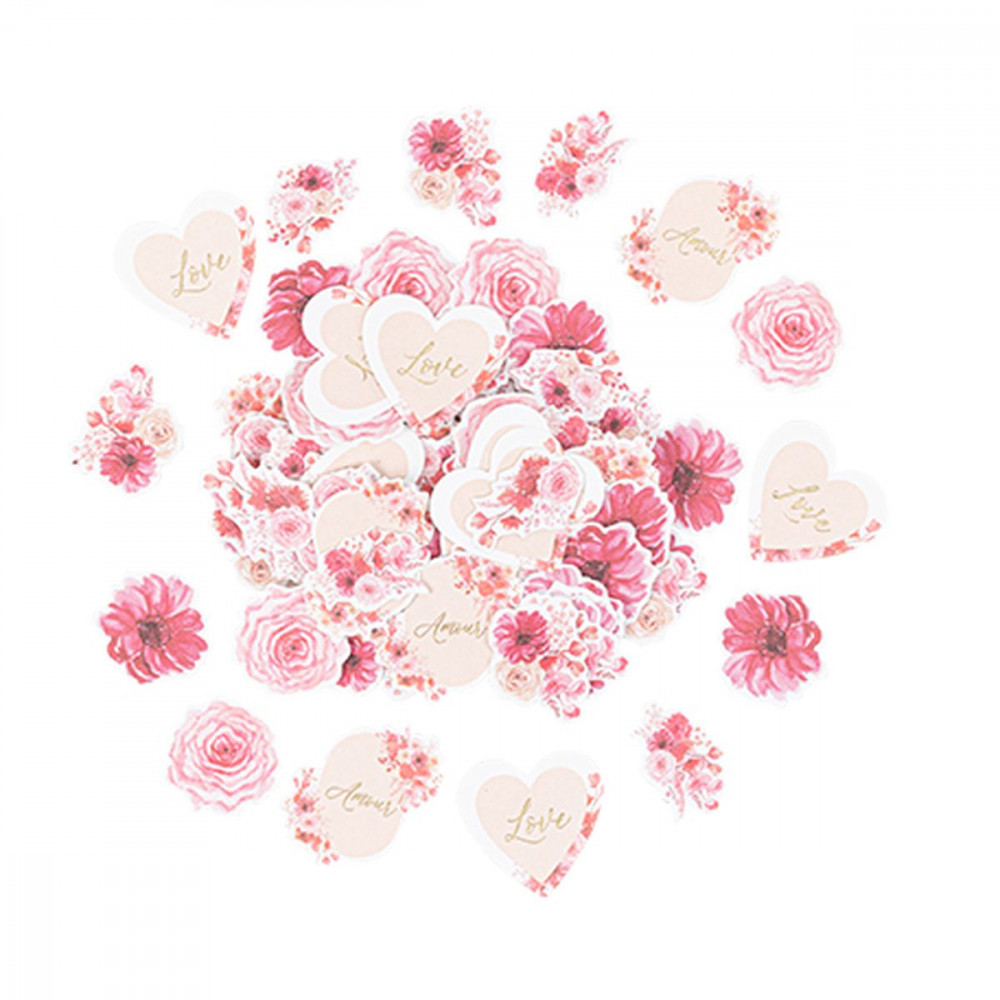 100 Confettis Love to Love Papier Blush,