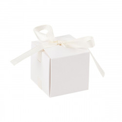 10 Contenants Papier Blanc et Ruban Sati