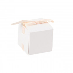 10 Contenants Papier Blanc et Ruban Sati