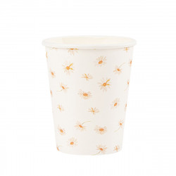 8 Gobelets Daisy Carton Ocre et Blanc 25