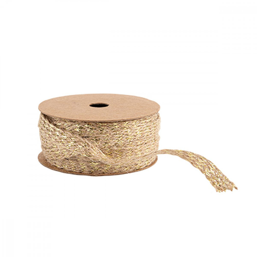 Ruban Tressé Jute et Or 8mmx5m