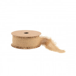 Ruban Effiloché Effet Lin Camel 25mmx3m