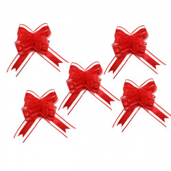 5 Nœuds à Tirer Rouge avec Organza 15x23cm