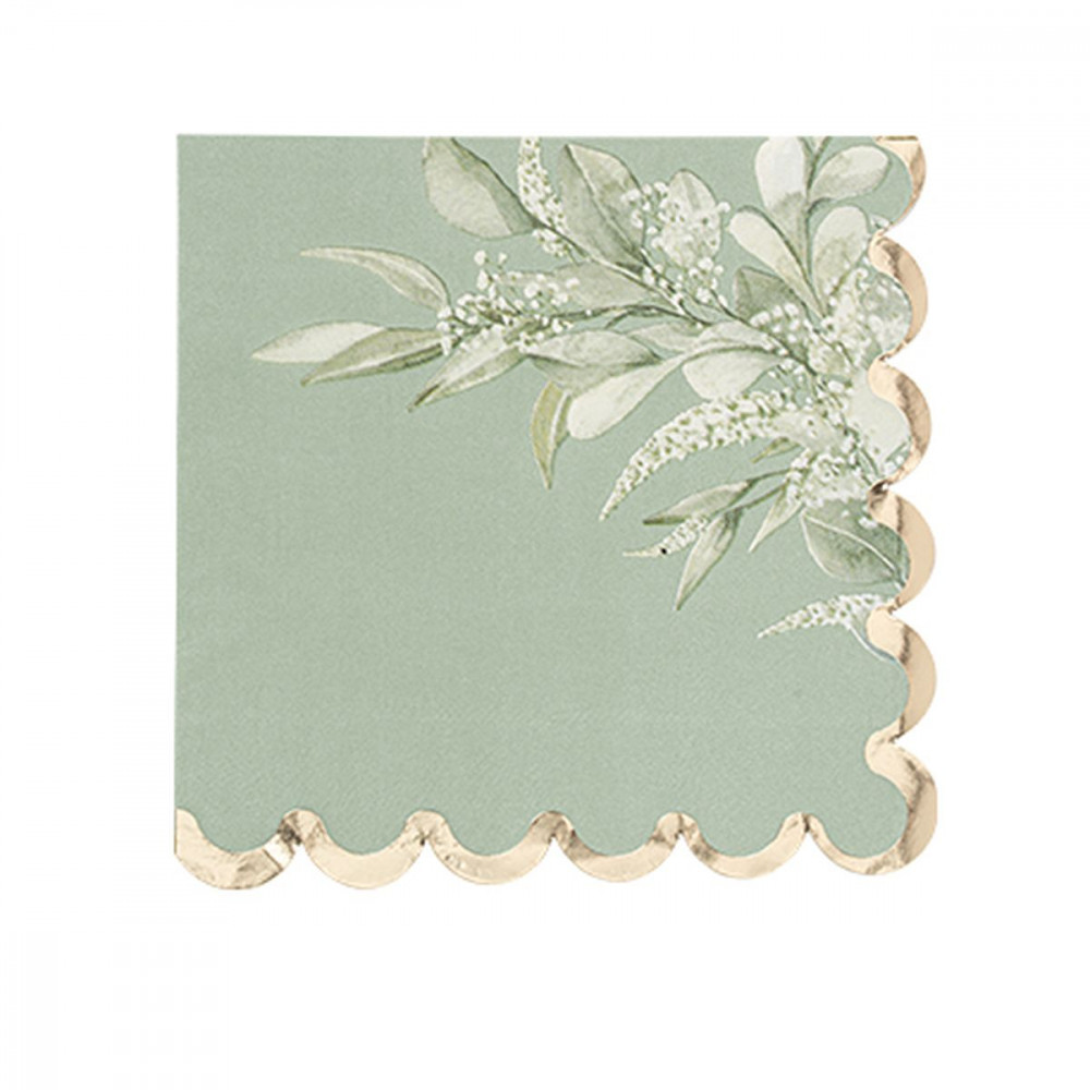 16 Serviettes Greenery Papier Vert de Gr