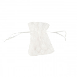 4 Pochons Daisy Voile Brodé Blanc 10x8cm