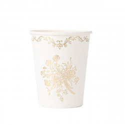 8 Gobelets Vintage Carton Blanc et Or 25