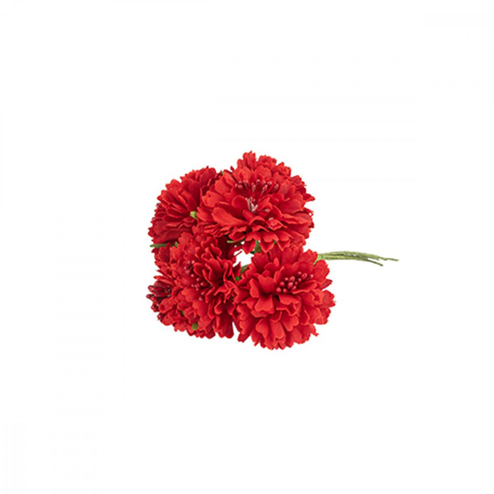 6 Œillets Rouge et Vert sur Tige 11cm