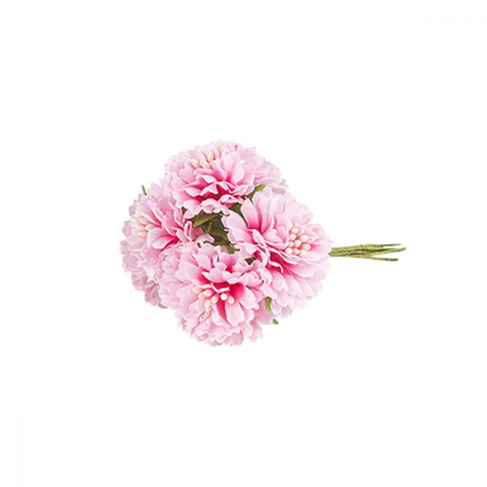 6 Œillets Rose et Vert sur Tige 11cm