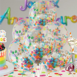 SACHET 6 BALLONS CONFETTIS FESTI