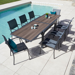TABLE EXT HONFLEUR BOIS 135/270X90CM ALU