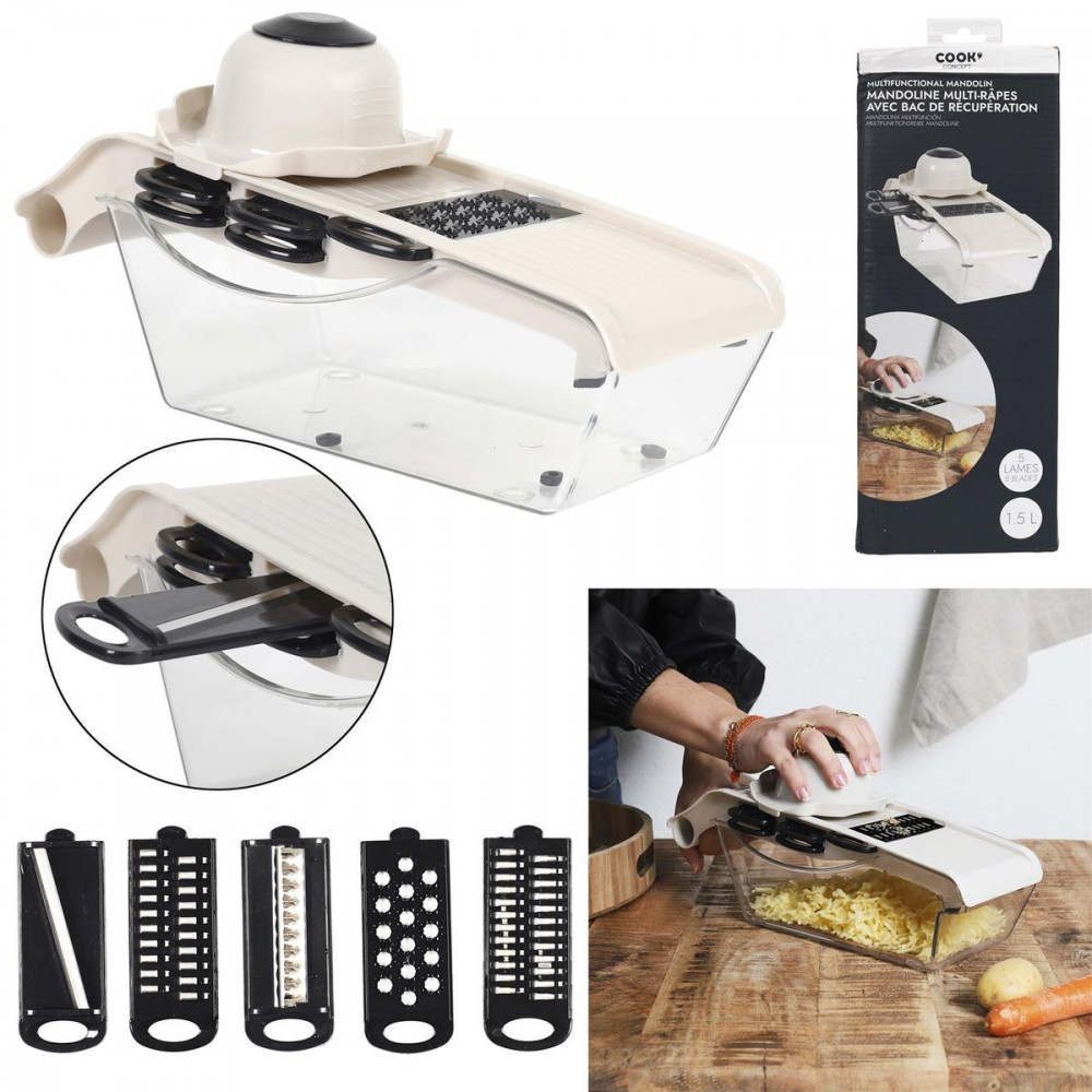 MANDOLINE AVEC RESERVOIR 5 ACCESSOIRES