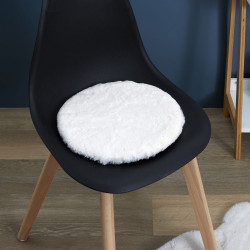 GALETTE CHAISE IMIT FOURRURE FIN ECRU 34