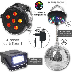 COFFRET DISCO BOULE A FACETTES 3 ACCESSO