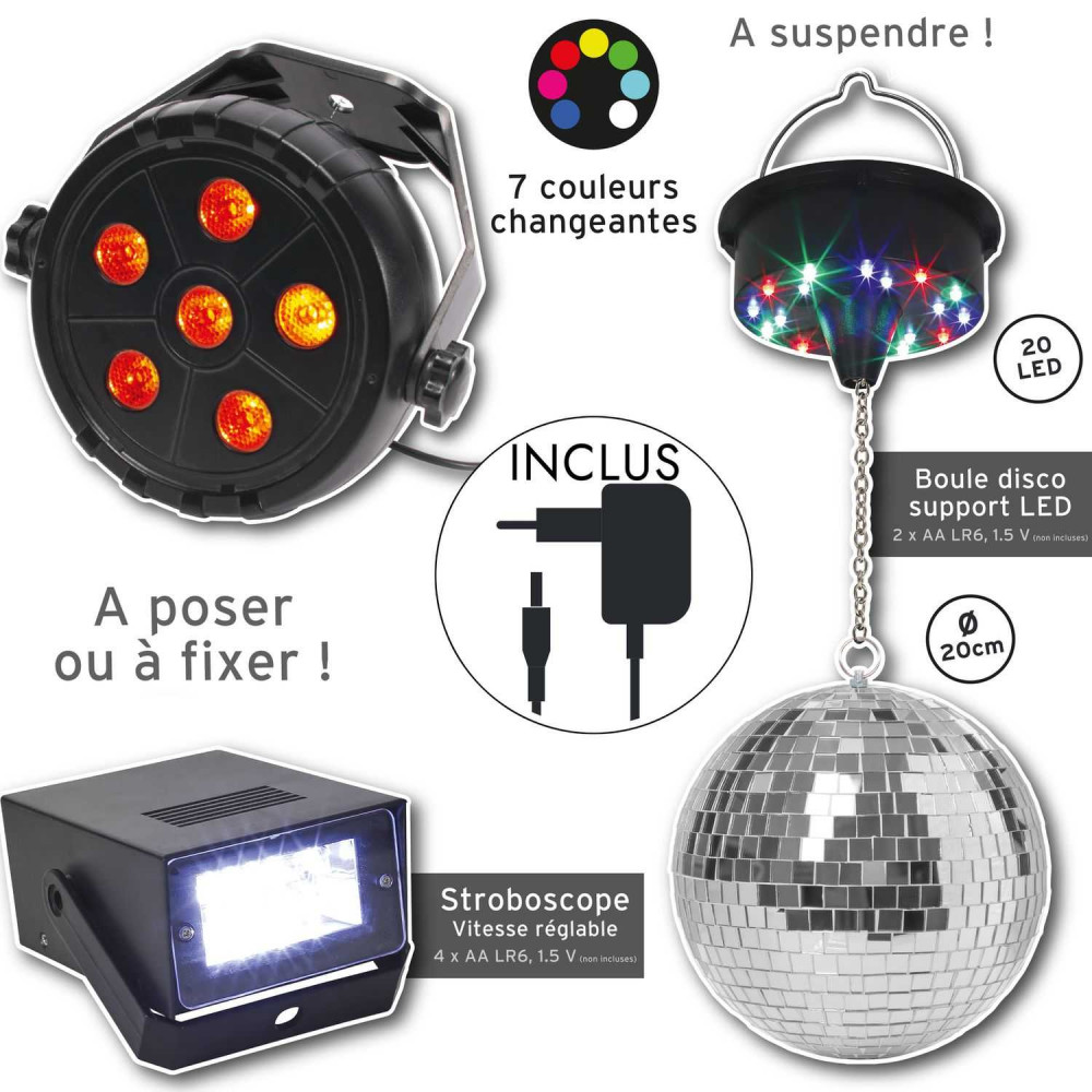 COFFRET DISCO BOULE A FACETTES 3 ACCESSO