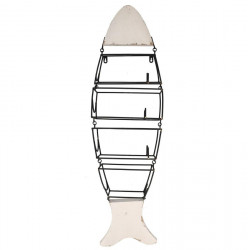 PORTE BOUTEILLES POISSON METAL BOIS BLAN