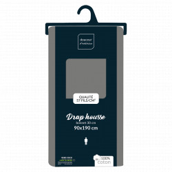 DRAP HOUSSE LINA ANTHRACITE 90x190CM UNI