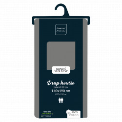DRAP HOUSSE LINA ANTHRACITE 140x190CM UN