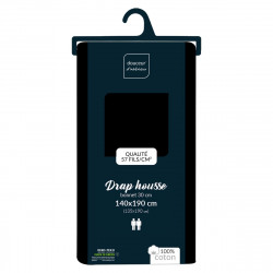 DRAP HOUSSE LINA NOIR 140x190CM UNI 57 F