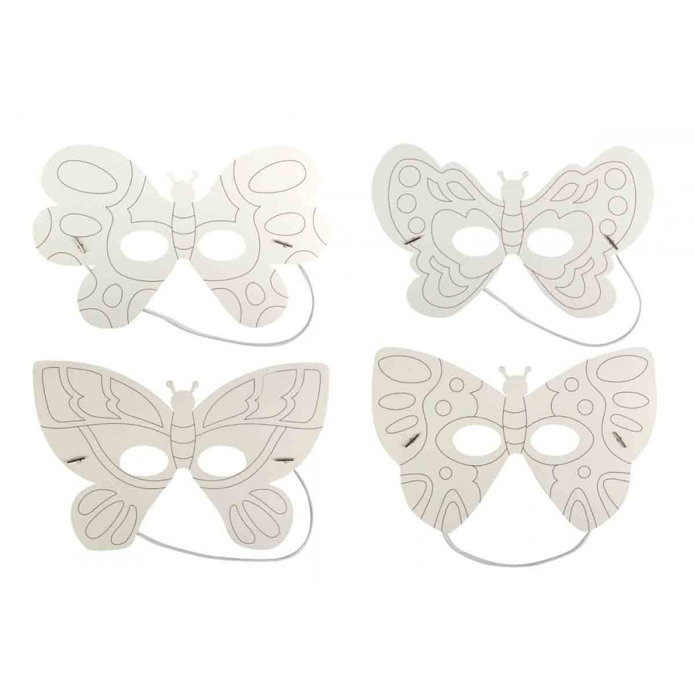 Masques papillons X4 à colorier