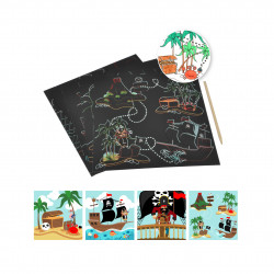 CARTES A GRATTER X4 PIRATE 20X20CM