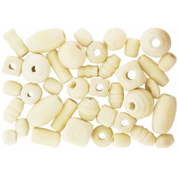 PERLES BOIS ASS. NATUREL 0,5 À 2 CM X110