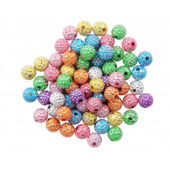 PERLES ACRYLIQUES STRASS 10 MM 8 COULEUR