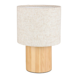 LAMPE LÉA BEIGE PIED PIN ABAT JOUR LIN